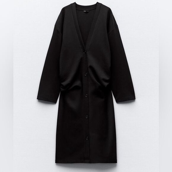 ZARA RUCHED LONG INTERLOCK JACKET - Picture 5 of 9